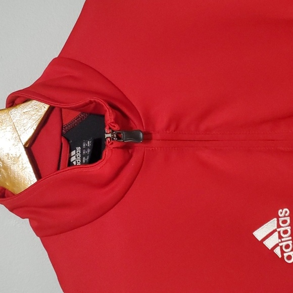 Adidas jacket men's sz medium black red white stripes Adidas logo y2k po… - Picture 4 of 16